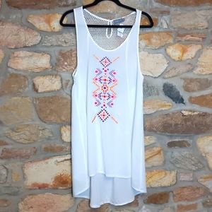 Indikah white embroidered tank top